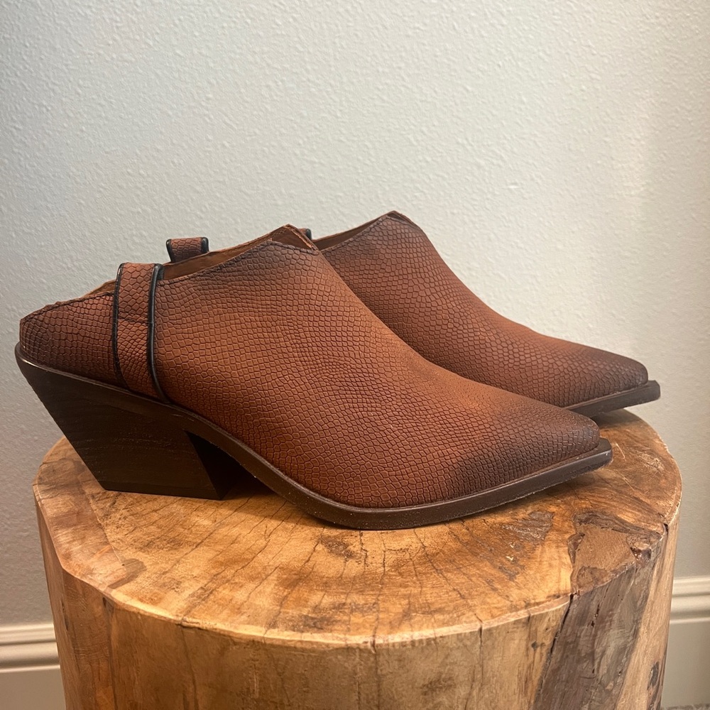 Free People Brown Textured Wedge Mules - Picture 3 of 7